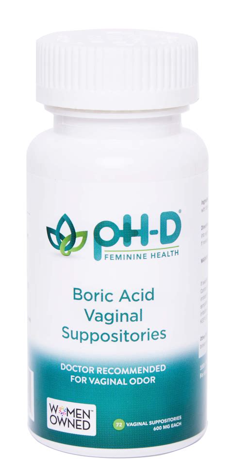Phd boric acid - pH-D Feminine Health - Boric Acid Starter Bundle - pH-D Boric Acid Vaginal Suppositories 12 Count and 3 Vaginal Suppository Applicators 413 $14.99 $ 14 . 99 ($1.25/Count) pH-D Feminine Health - Boric Acid Body Fresh Spray - Vegan, Paraben-Free, Plant Based - Rose Vanilla Scented - 3oz. 112